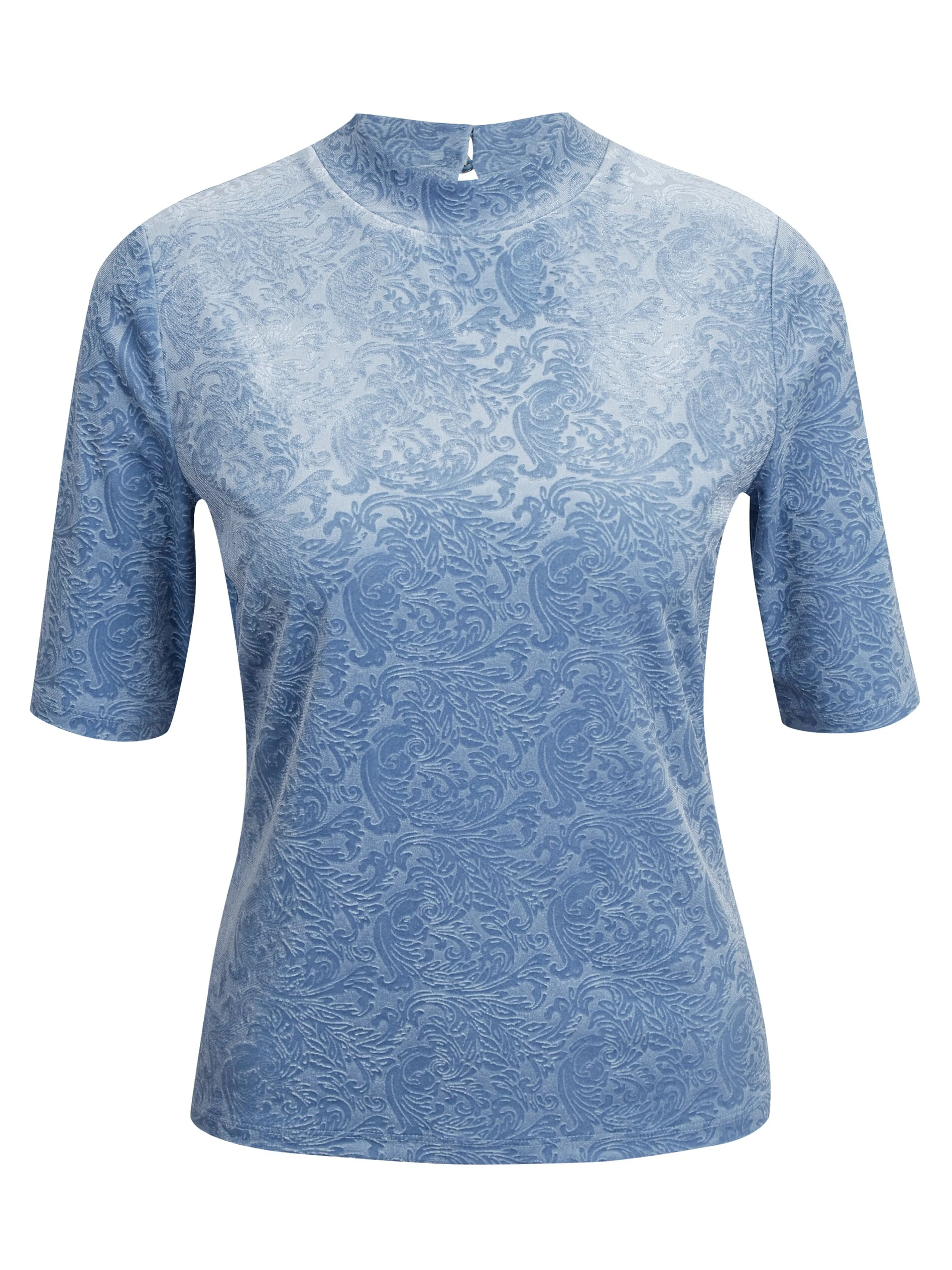 Hellblaues gemustertes Damen-Top aus Samt ORSAY