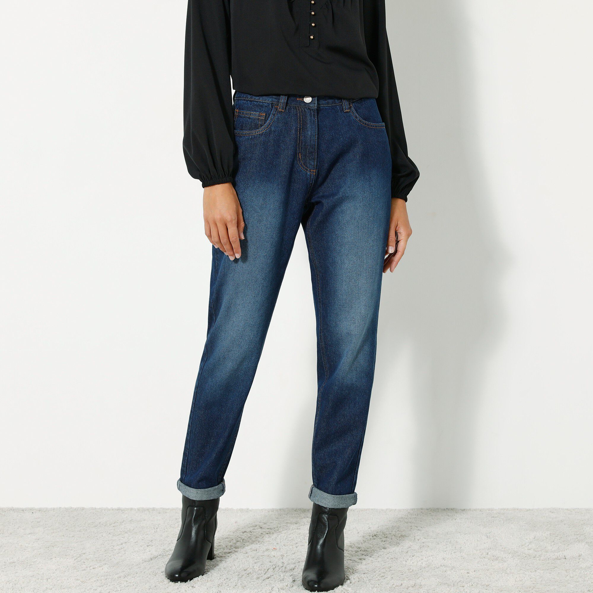 Jean coupe mom en coton