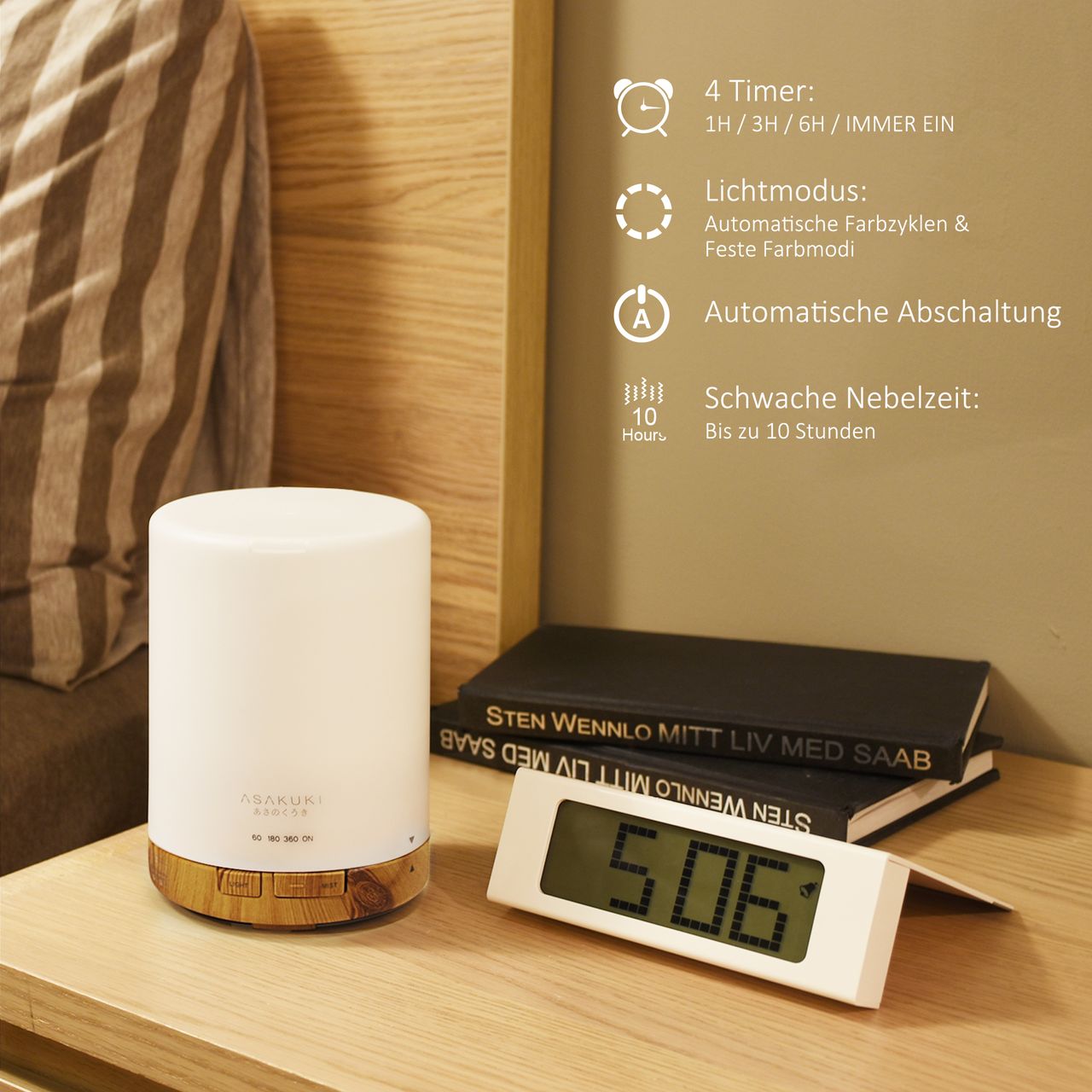 Asakuki Aroma Diffuser für Duftöle, 5 In 1 Ultraschall Aromatherapie Diffusor