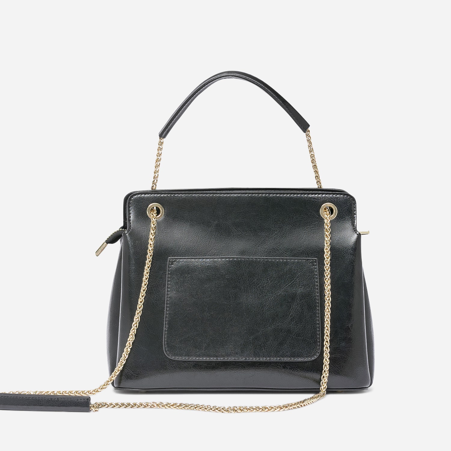Sac à main noir embossé effet croco
