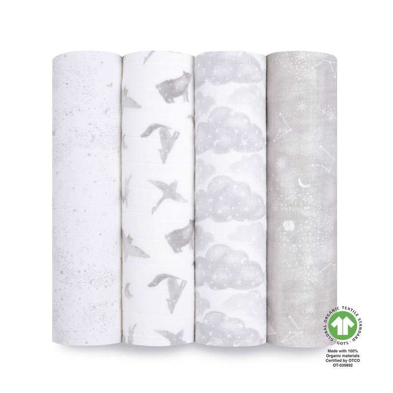 Lot de 4 langes map the stars foret gris Aden et Anais