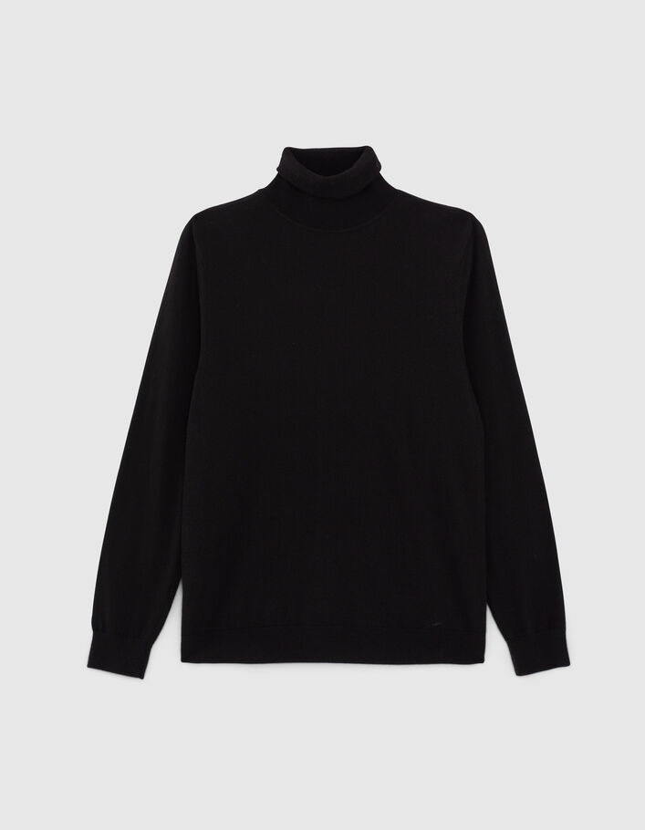 Pull noir tricot à col roulé Homme