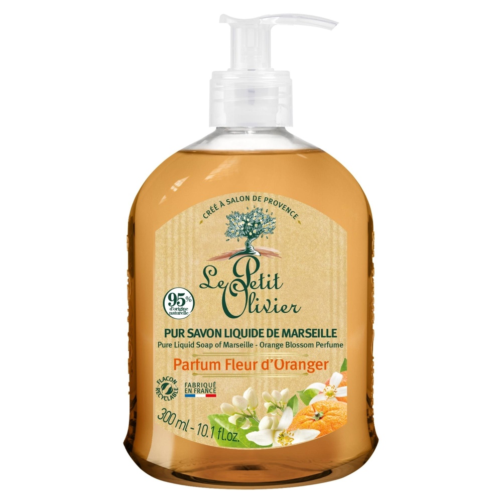 le petit olivier Pur Savon Liquide de Marseille Parfum Fleur d'Oranger Pur Savon Liquide de Marseille