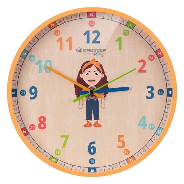 Kinder-Wanduhr, orange