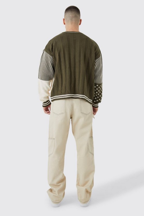 Tall kastiger Oversize Zopfmuster-Pullover