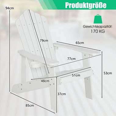 COSTWAY Gartenstuhl Adirondack Stuhl, mit Getränkehalter, bis 170kg