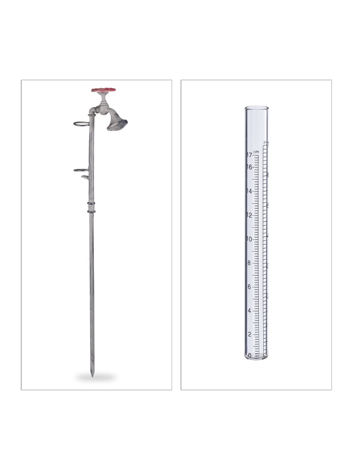 relaxdays Regenmesser Wasserhahn in Grau günstig kaufen onesize