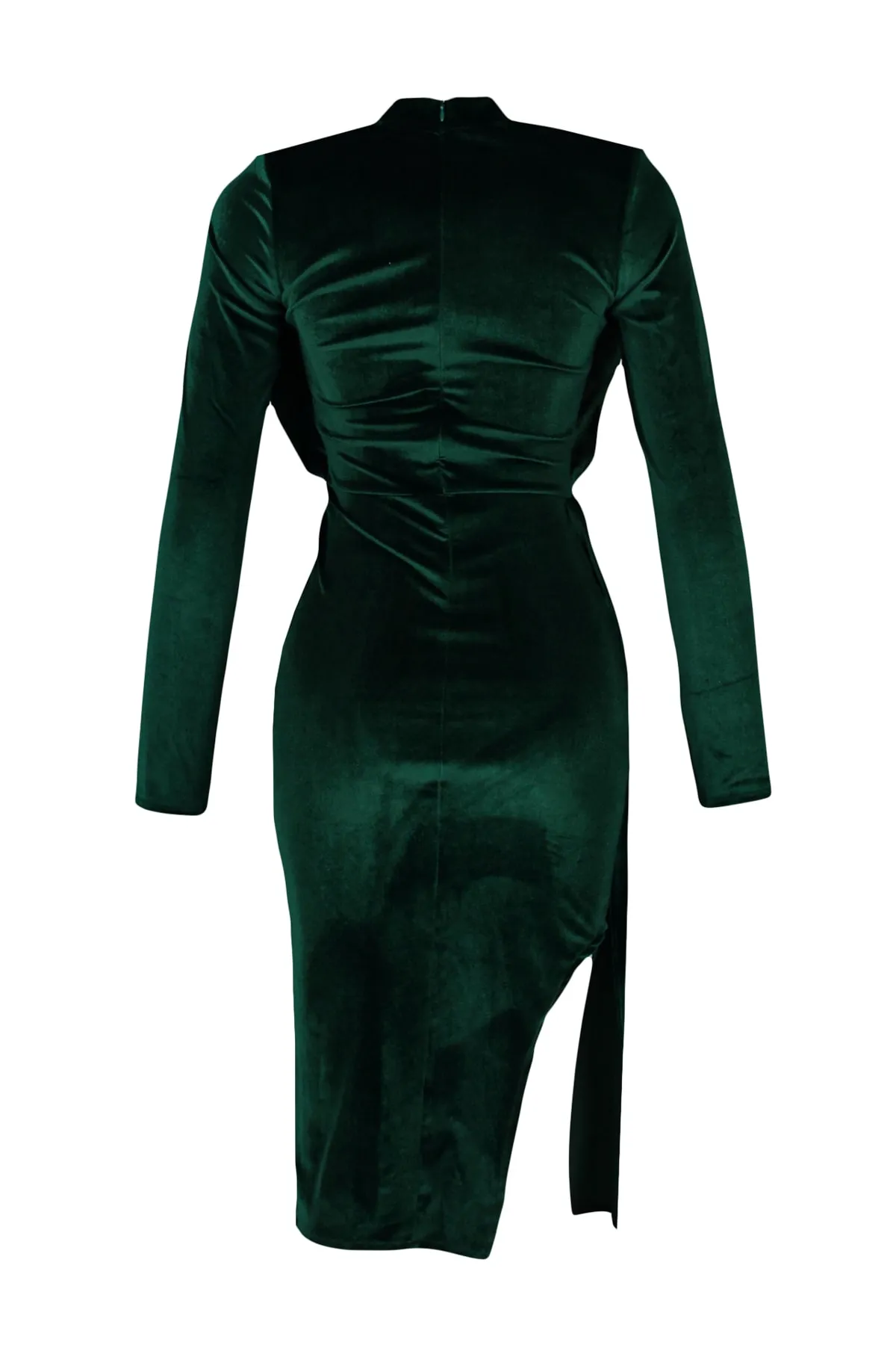 Trendyol Collection  Smaragdgrünes, detailliertes, drapiertes Samt-Abendkleid TPRAW23EL00202