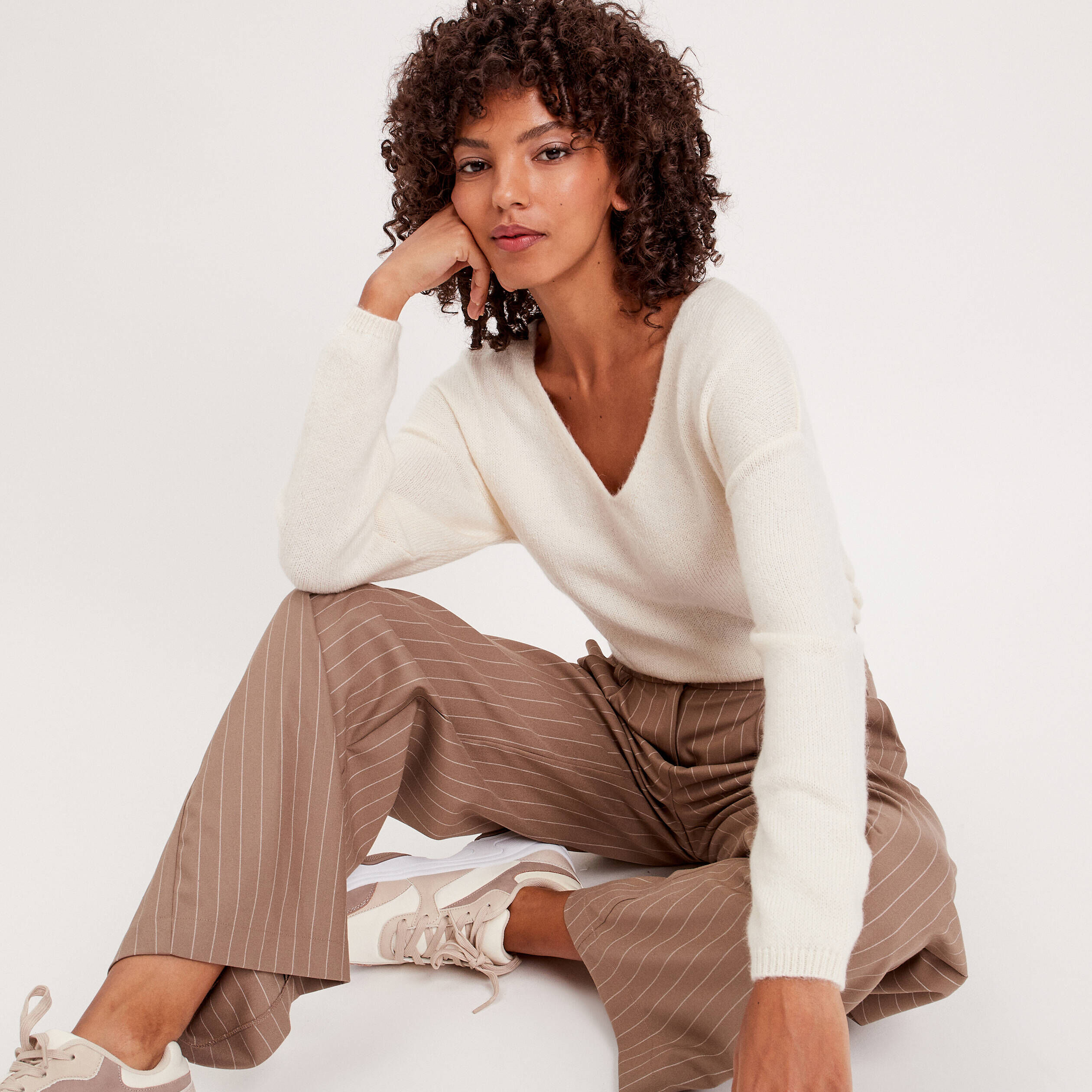 Pull manches longues ivoire femme | Cache Cache