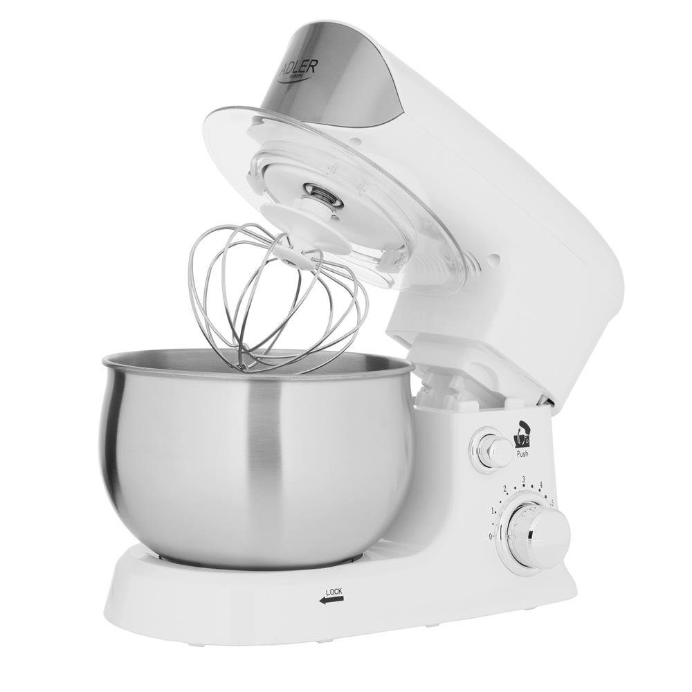Adler Küchenmaschine AD 4226w, 1200,00 W, 3,00 l Schüssel, weiß Knetmaschine Planetarisches Rührwerk Knethaken Schneebesen