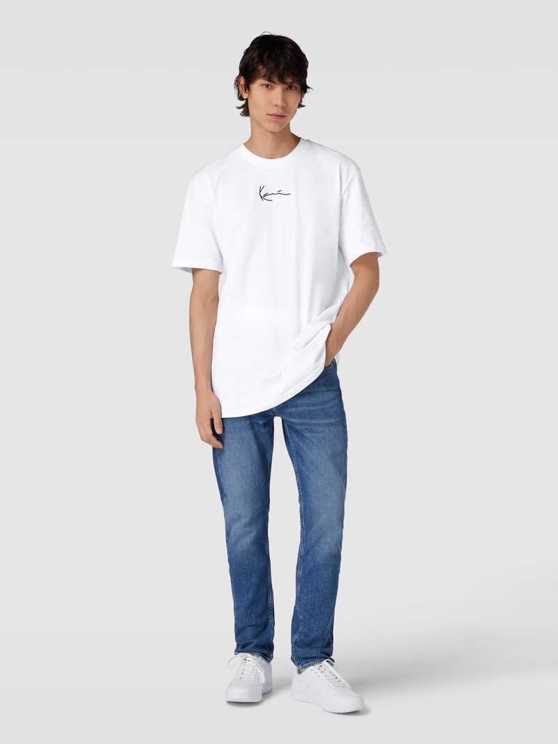 Oversized T-Shirt mit Logo-Stitching in weiss