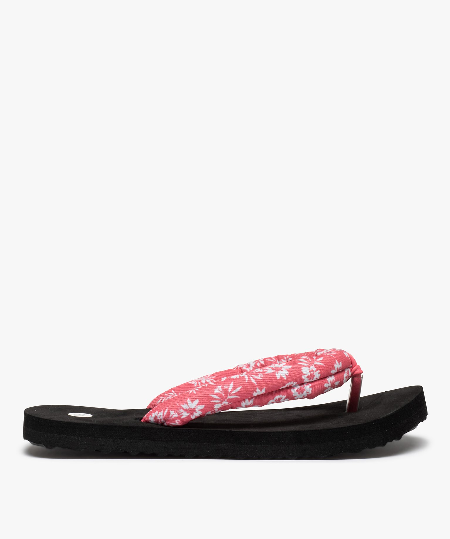 Tongs femme à brides rembourrées en tissu imprimé rose | GEMO