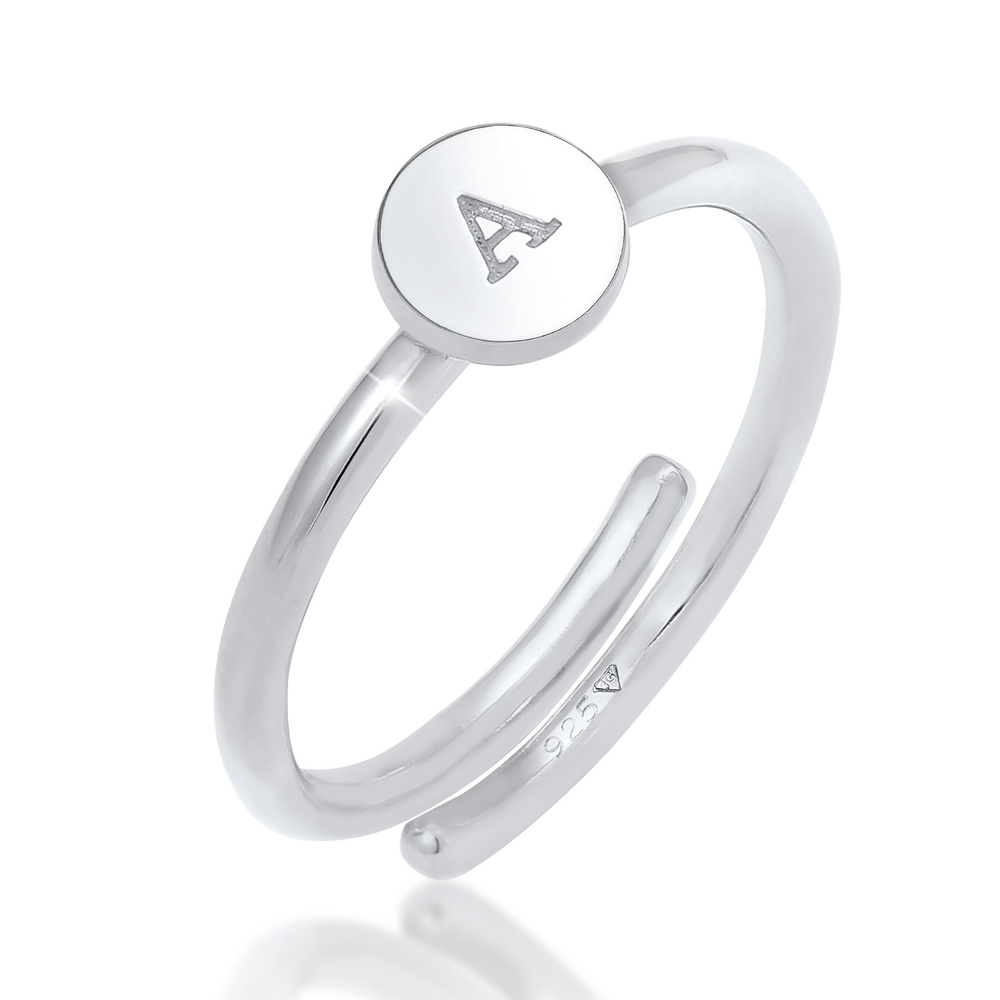 Elli Elli Bague Buchstabe A Kreis Verstellbar 925 Sterling Silber Bague