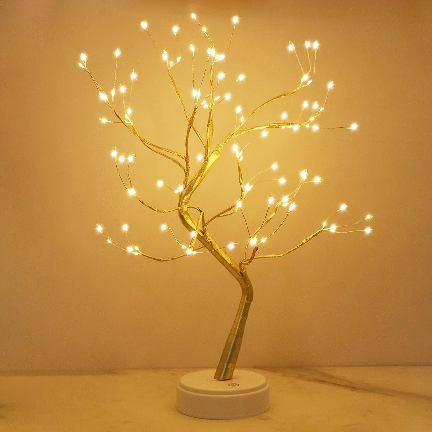 Haiaveng Leuchtzweig LED Baum Lichter Warmweiß USB Bonsai Baum Licht, Dekobaum Belichtet Kleine Baumbeleuchtung Innen Deko 108 Lampenperlen