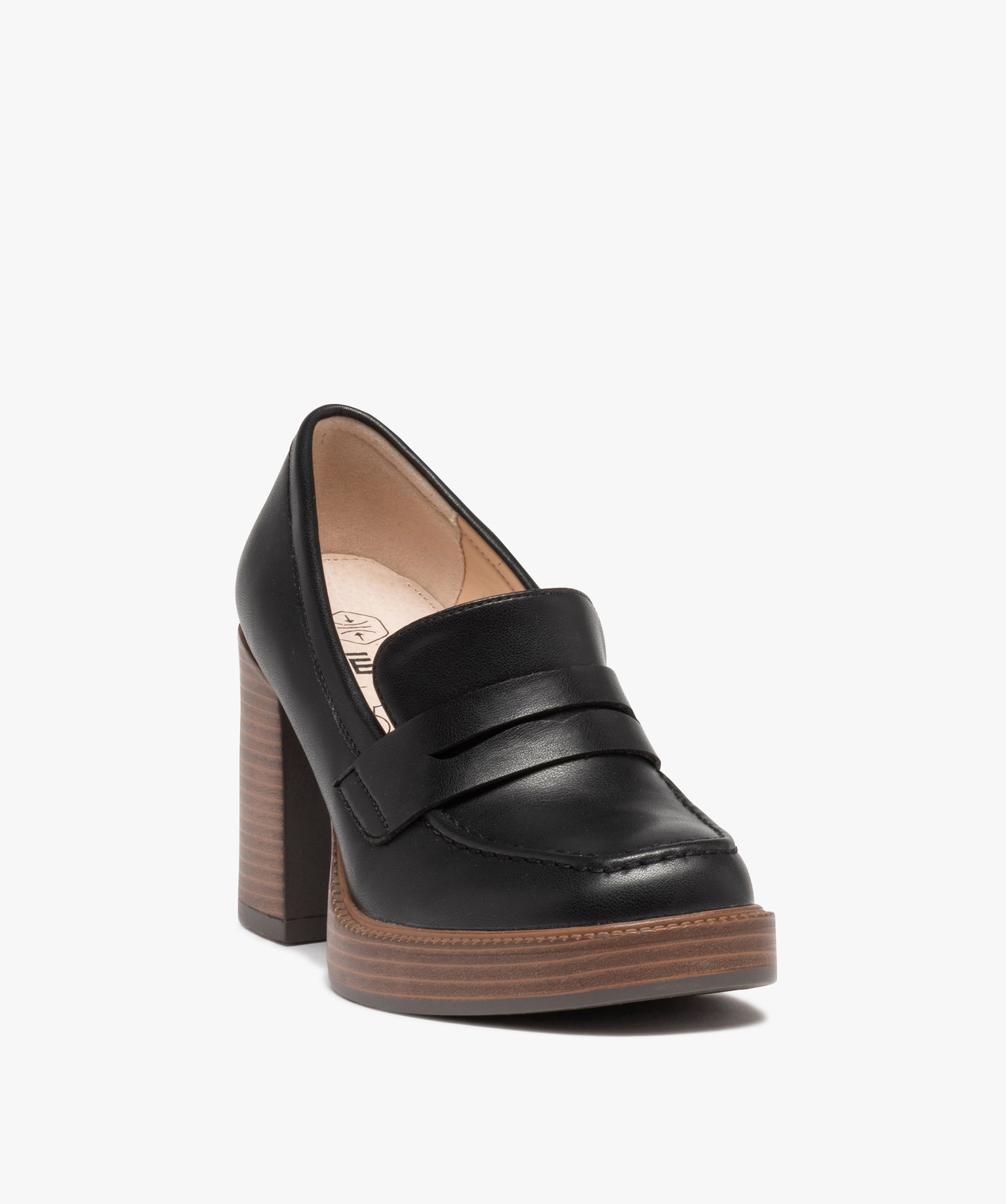 Mocassin à plateforme et talon haut femme noir | GEMO