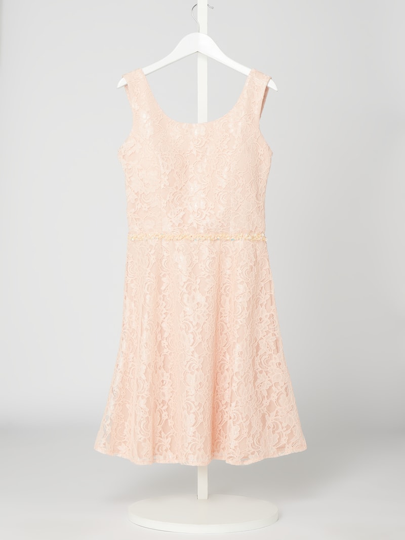 Kleid aus Spitze mit Zierperlen in apricot