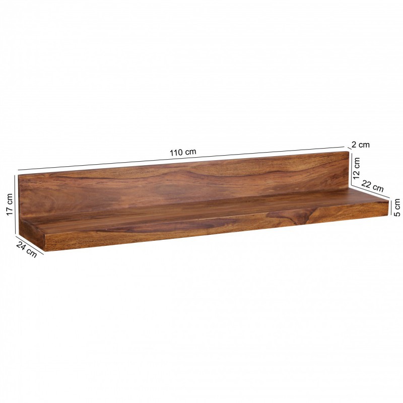 Wohnling Massivholz Wandregal 110 cm Sheesham