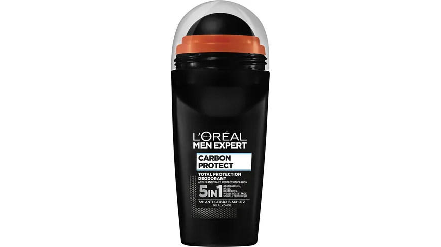 L'Oréal Paris Deo Roll-on Carbon Protect für Männer - 5 in 1 Deodorant 48h Schutz vor Schweiß: Frische & Kontrolle 50 ml