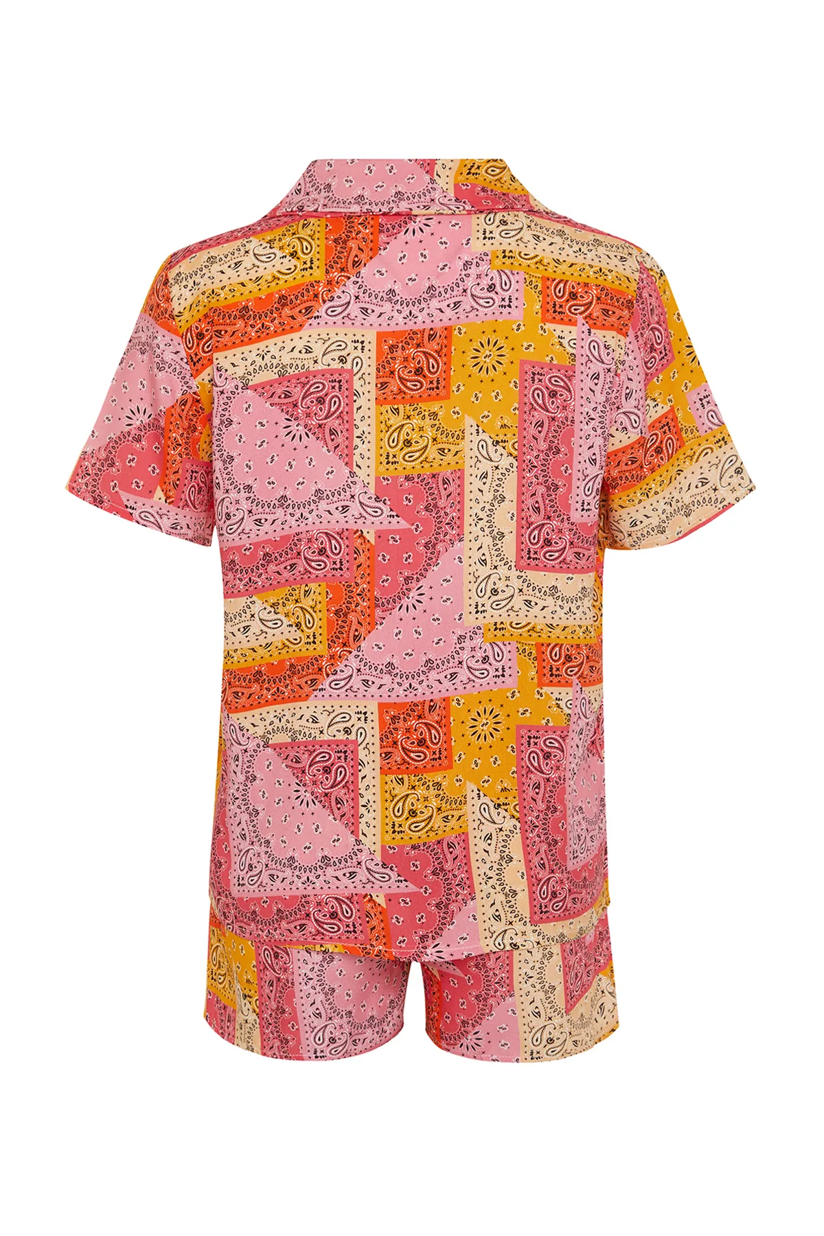 Trendyol Collection  Mehrfarbiges Pyjama-Set aus gewebter Viskose mit ethnischem Muster THMSS24PT00180