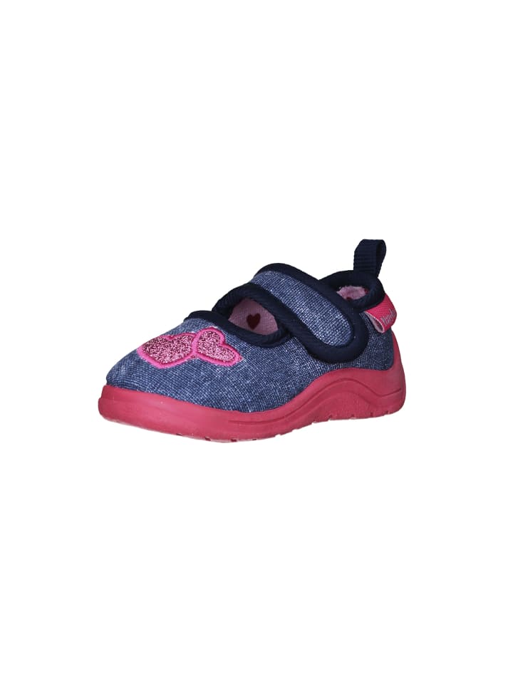 Playshoes Hausschuh Herz in Jeansblau günstig kaufen