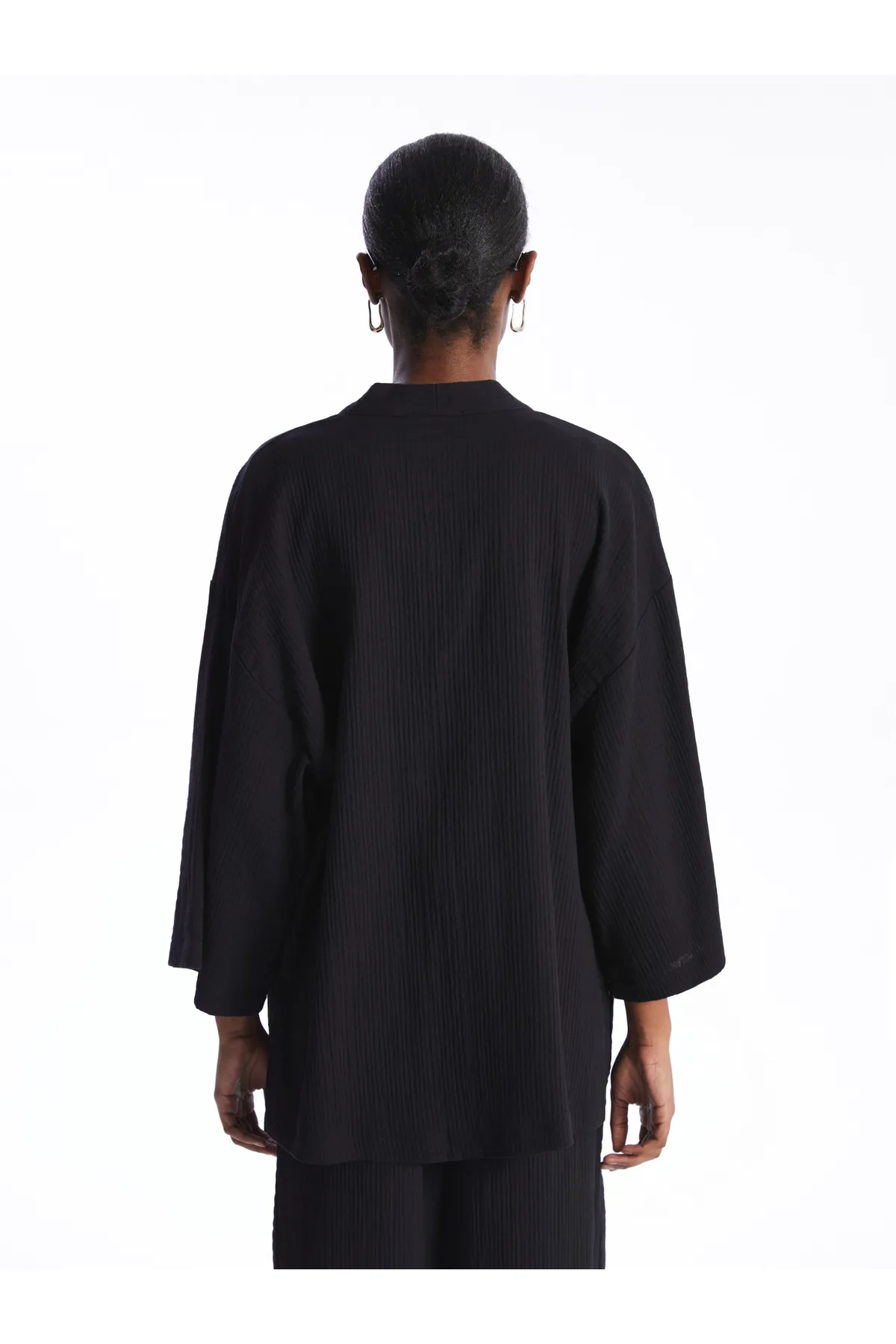 LC Waikiki  Damen-Kimono aus einfarbigem Musselin mit Schalkragen