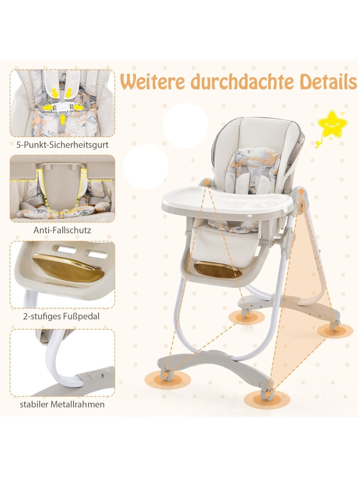 COSTWAY Hochstuhl für 6-36 Monate in Beige günstig kaufen onesize