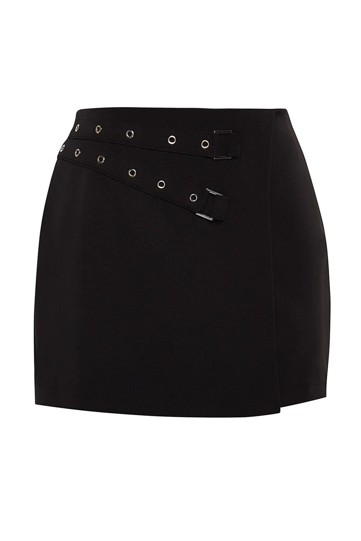 Trendyol Collection  Schwarzer gewebter Shortsrock mit Gürtel TWOAW24SR00027