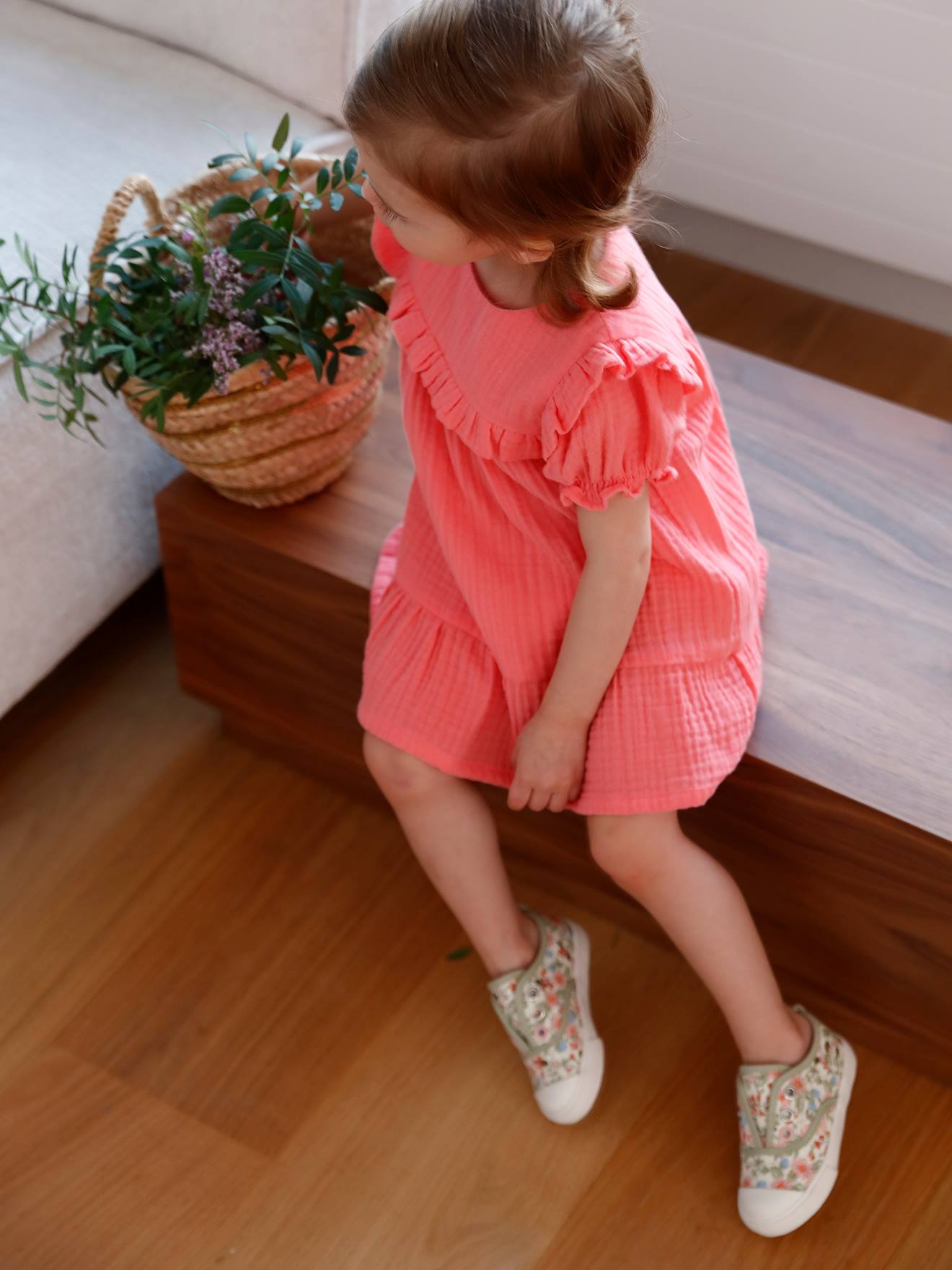 Vertbaudet Baby Kleid aus Musselin - koralle