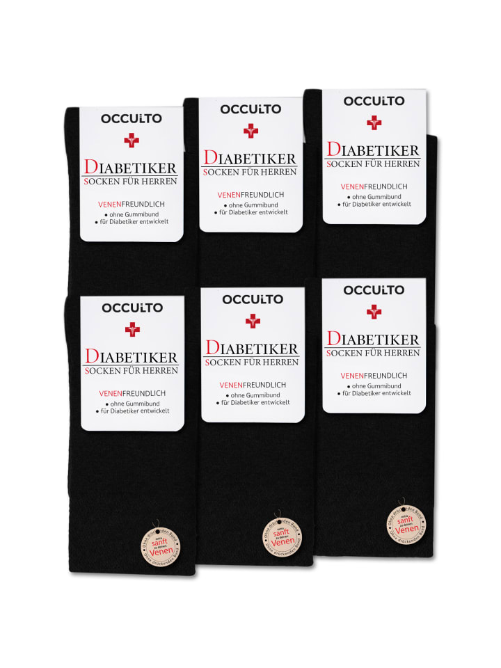 Occulto 6er Pack Diabetikersocken ohne Naht ohne Gummibund Oliver in Schwarz günstig kaufen