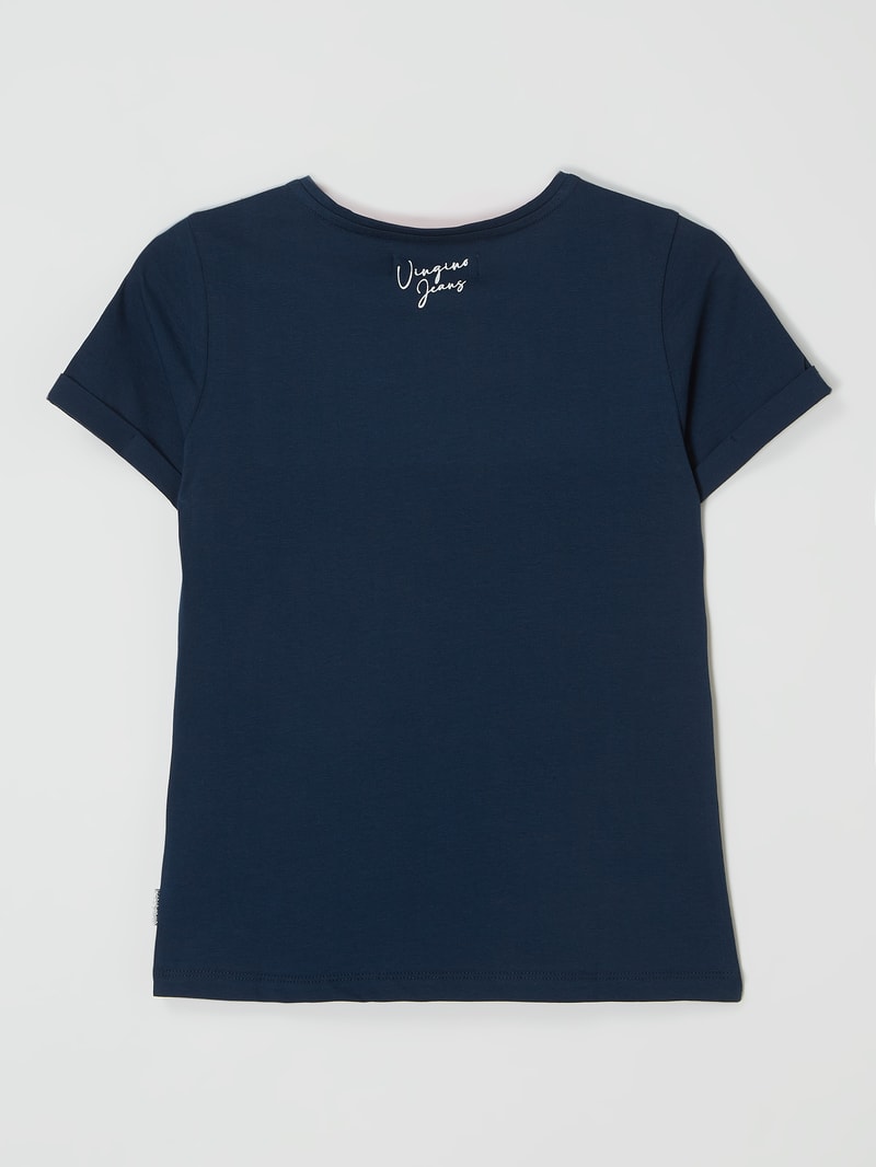 T-Shirt mit Stretch-Anteil Modell 'Higella' in marineblau