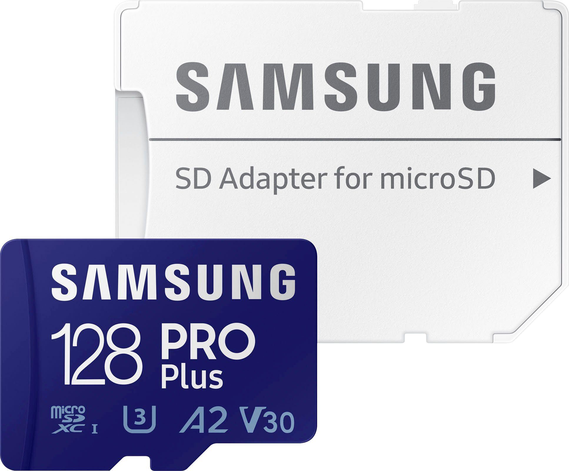 Samsung 2 x PRO Plus 128GB inkl. SD-Adapter Speicherkarte (128 GB, UHS Class 10, 160 MB/s Lesegeschwindigkeit, Doppelpack)