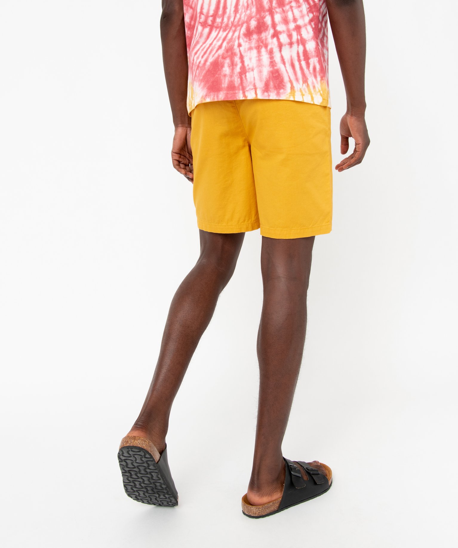 Bermuda uni contenant du lin homme jaune | GEMO