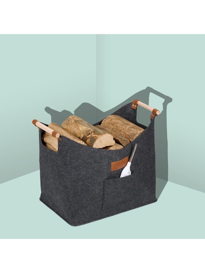 relaxdays Kaminholzkorb in Grau - 50 L günstig kaufen onesize