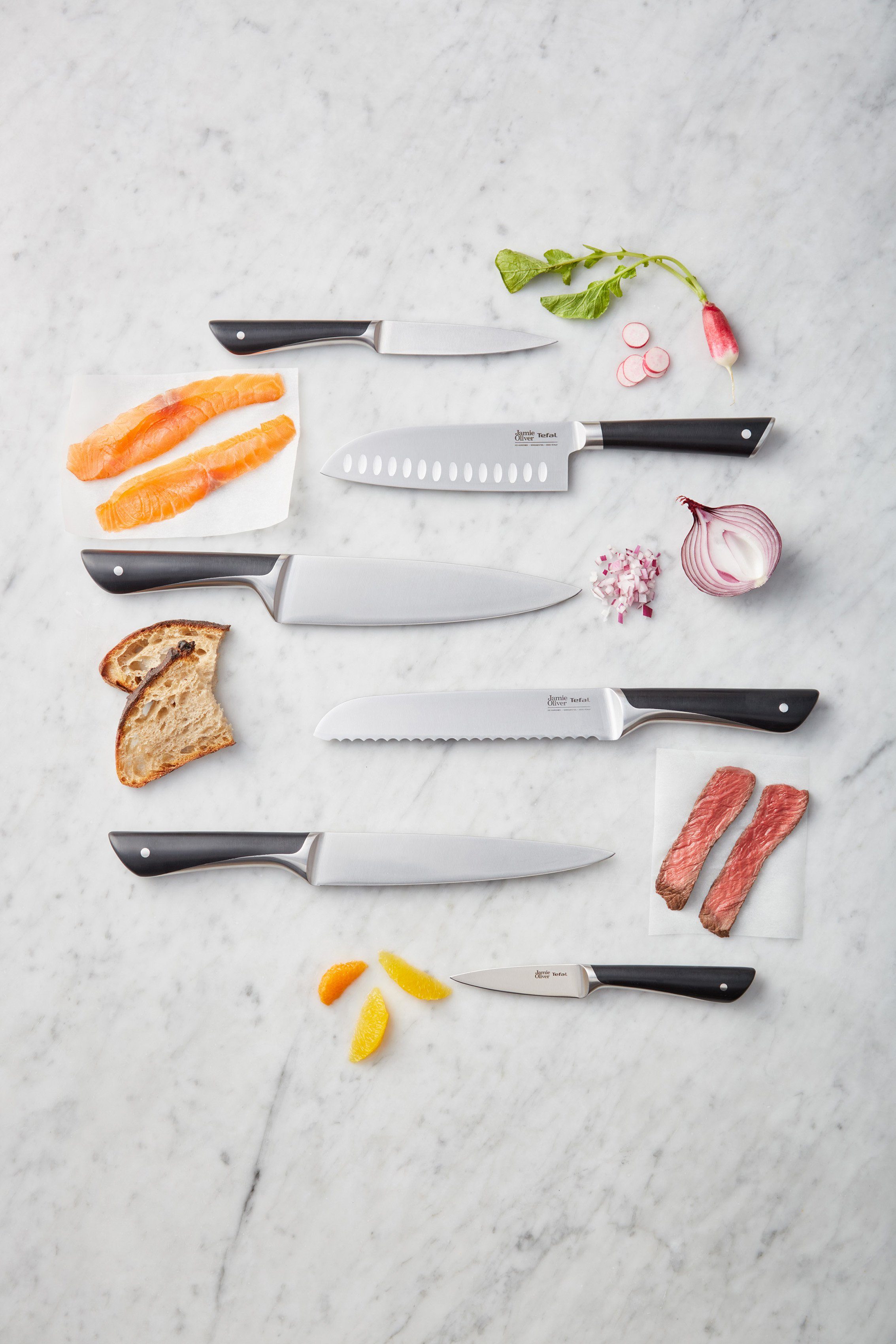 Tefal Messer-Set K267S4 Jamie Oliver (Set, 4-tlg), hohe Leistung, unverwechselbares Design, widerstandsfähig/langlebig