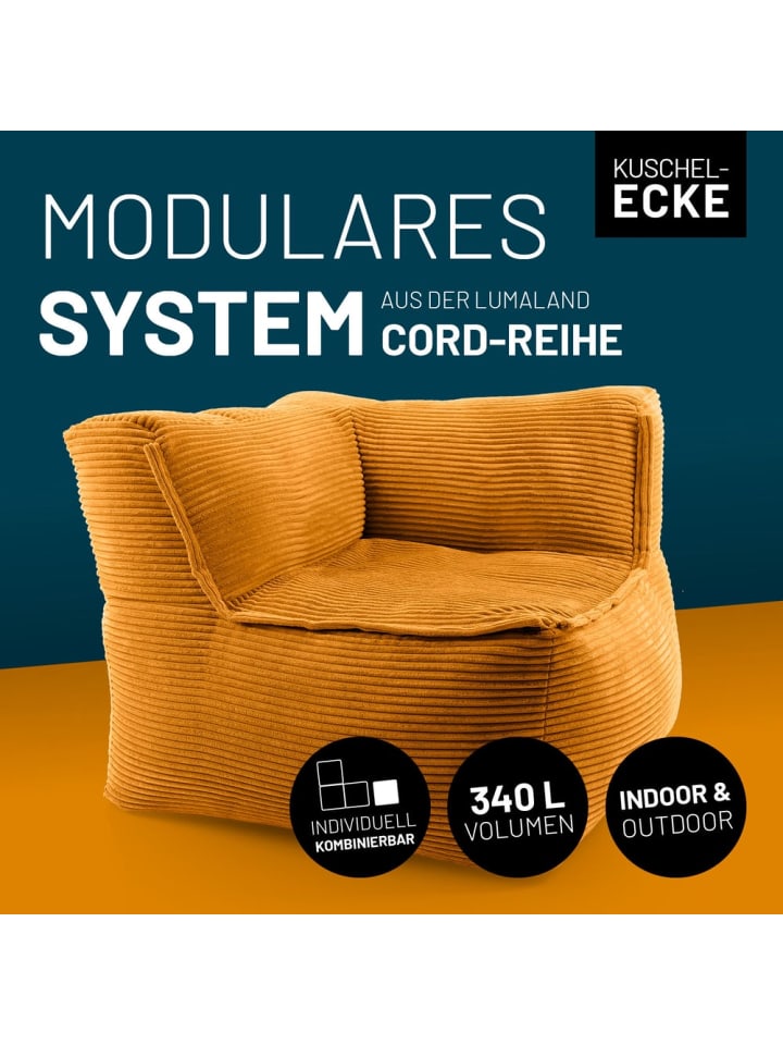 Lumaland LUMALAND Modulares Eckteil rechts aus der Cord-Reihe, 81x81x70 cm - Bezug soft & günstig kaufen onesize