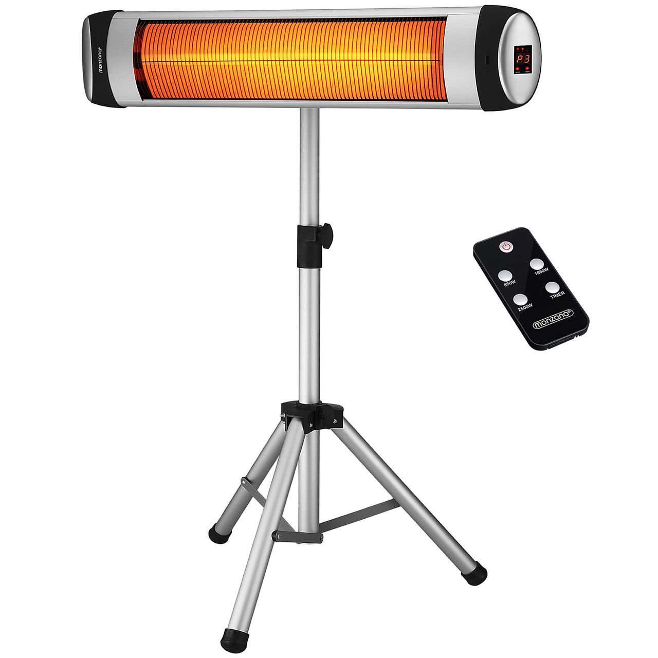 Casaria monzana® Heizstrahler MZH2500 Silber 2.500W mit Ständer