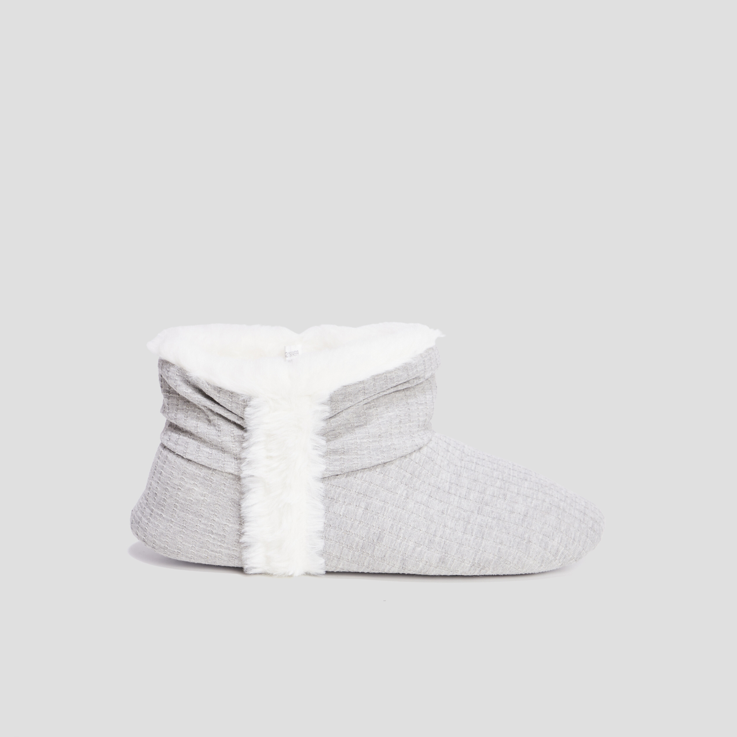 Chaussons bottines fourrées gris femme | La Halle
