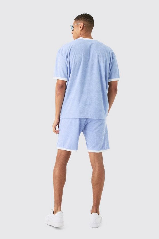 Oversize Kontrast Frottee T-Shirt & Shorts