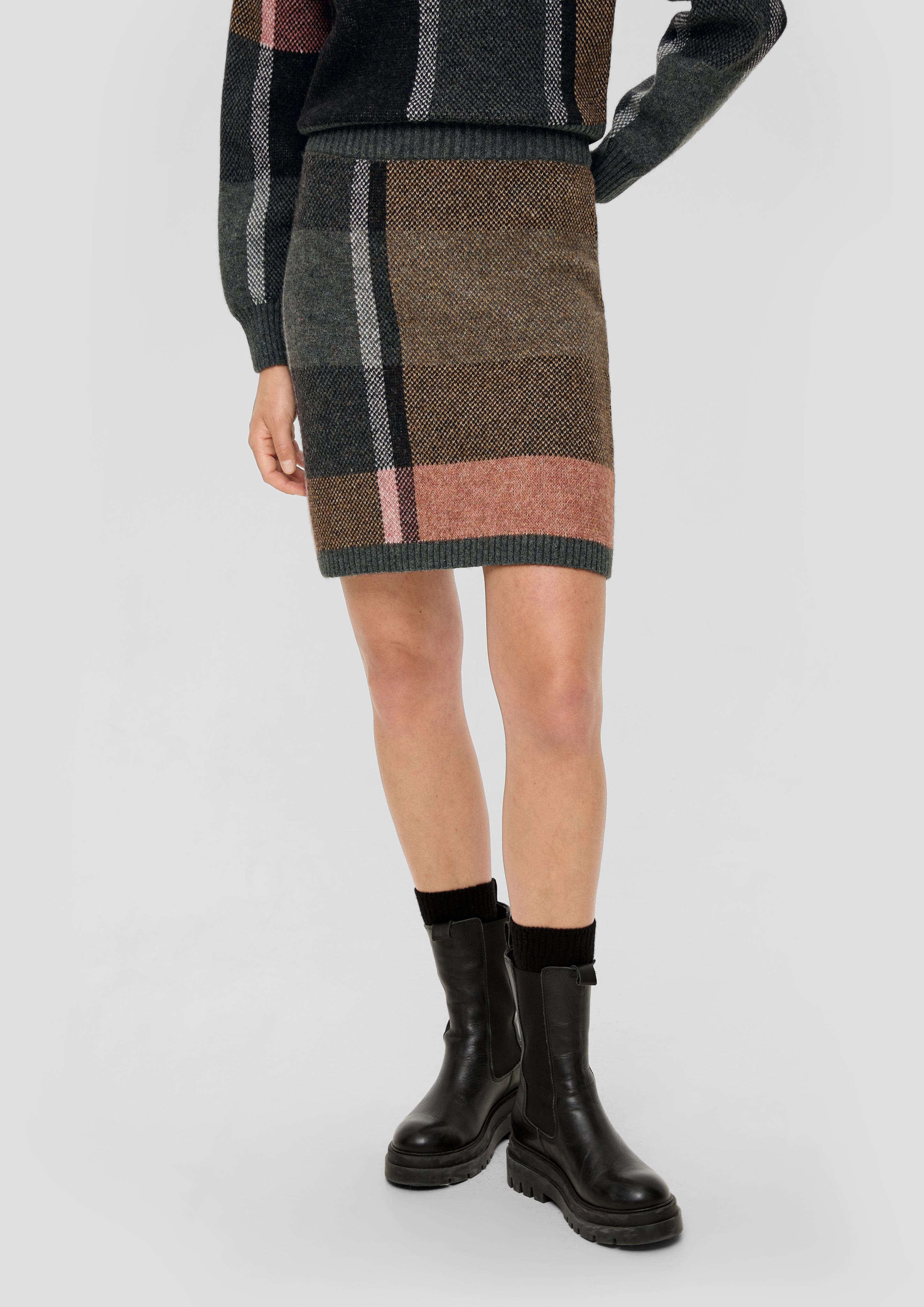 Strickrock in kariertem Muster  2135285-99N4