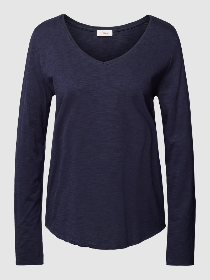 Longsleeve mit V-Ausschnitt in marineblau