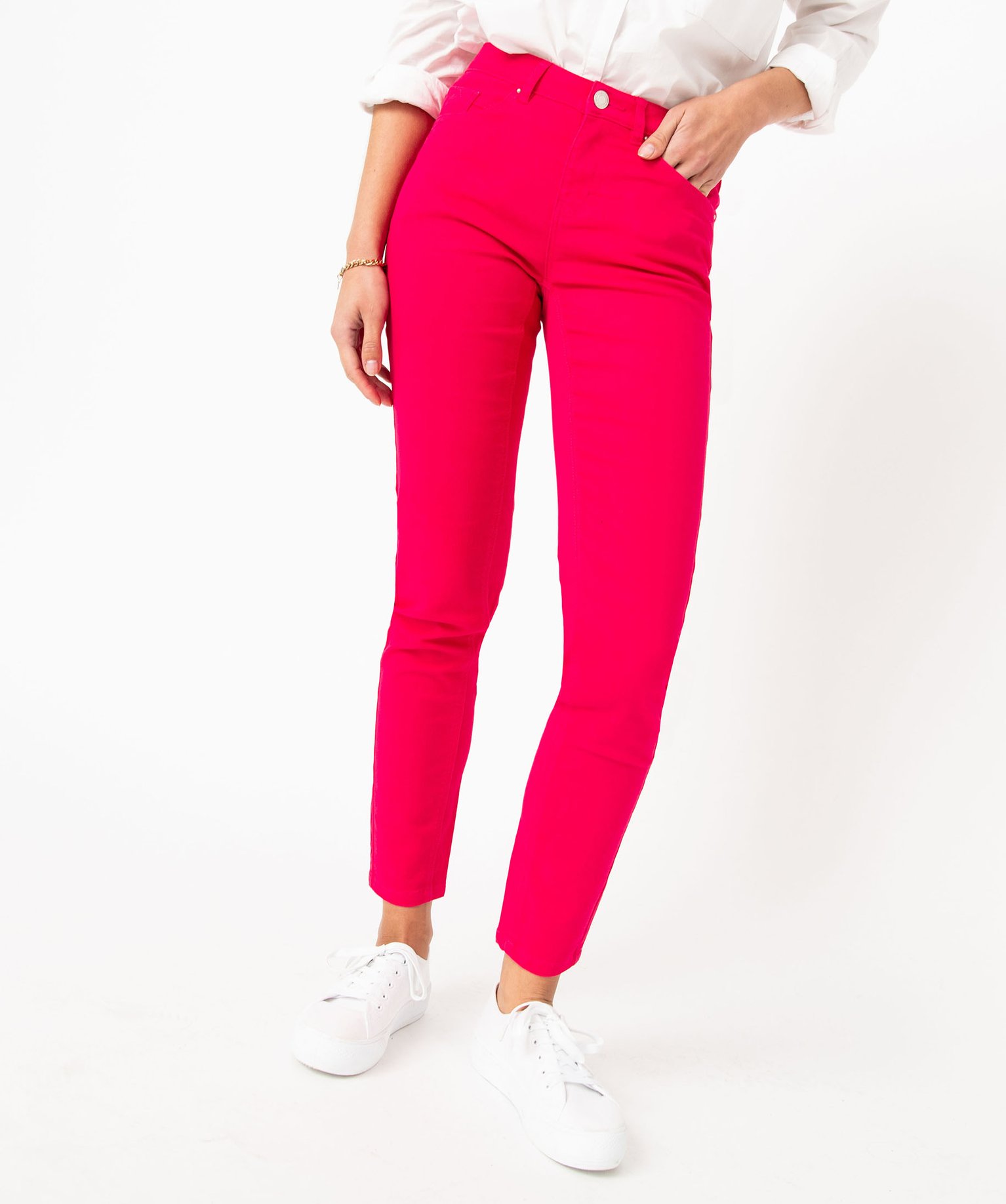 Pantalon femme coupe Slim taille normale rose | GEMO
