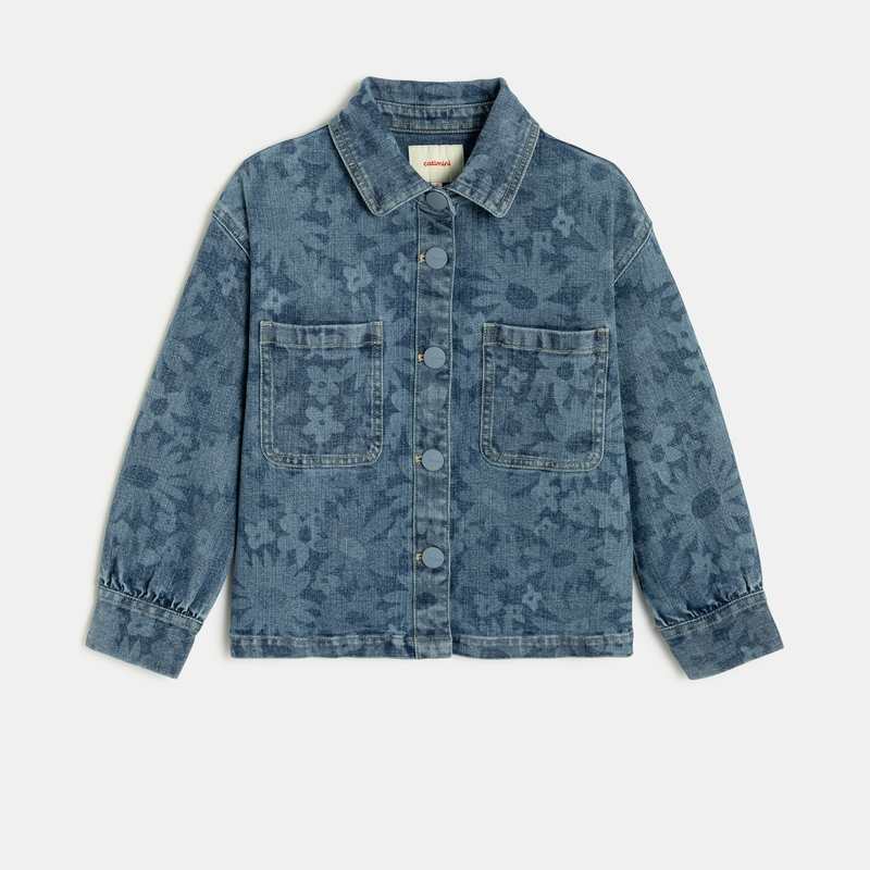 Veste en jean fille imprimé fleuri bleu Catimini