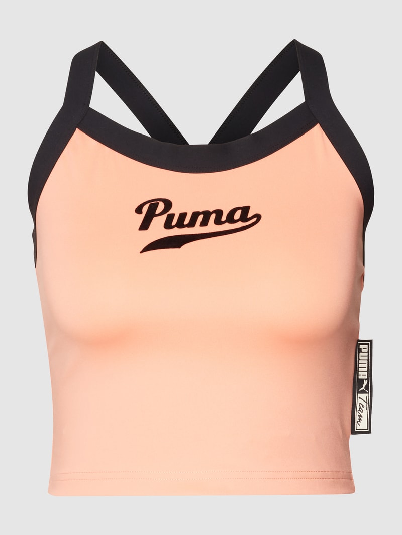 Crop Top mit Label-Applikation in apricot