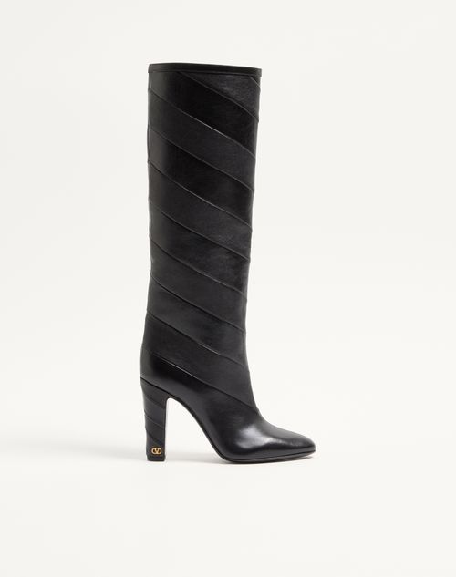 Bota de rayon com padrão chevron em napa, 100 mm
