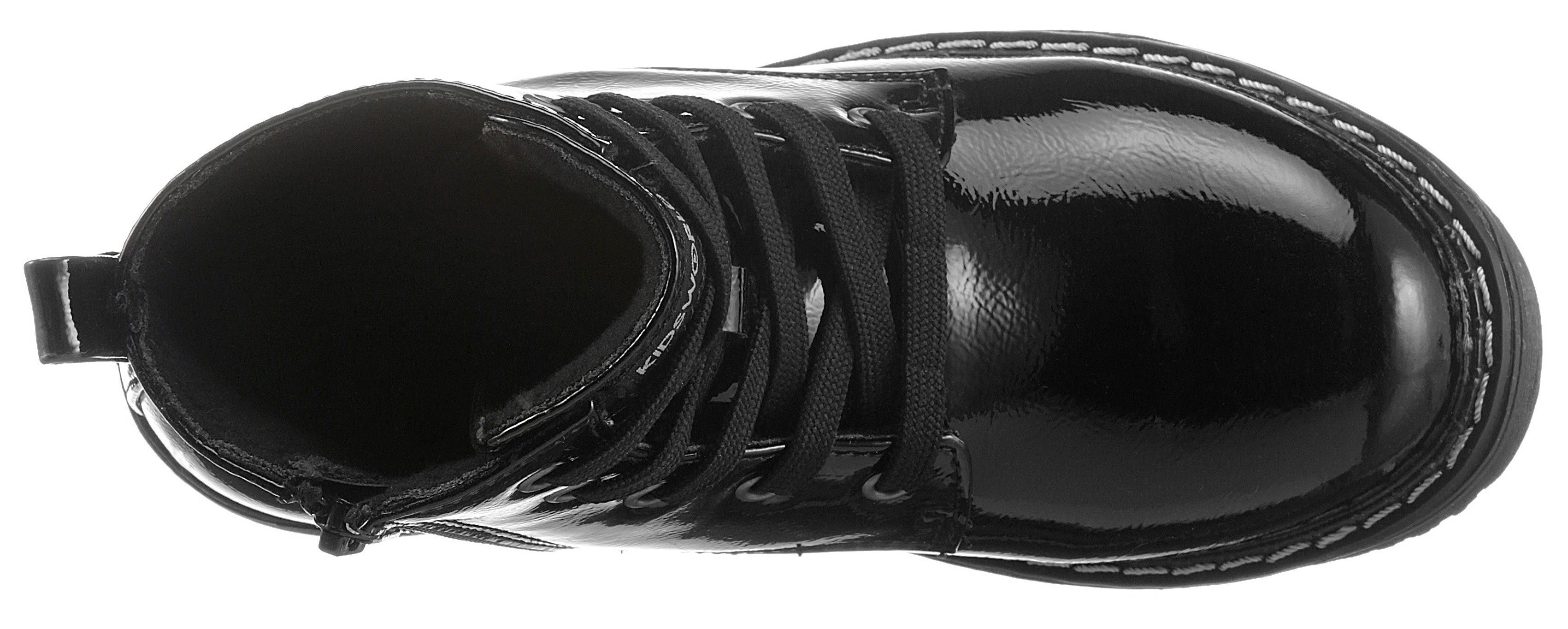 KIDSWORLD Schnürstiefel in glänzender Lack-Optik