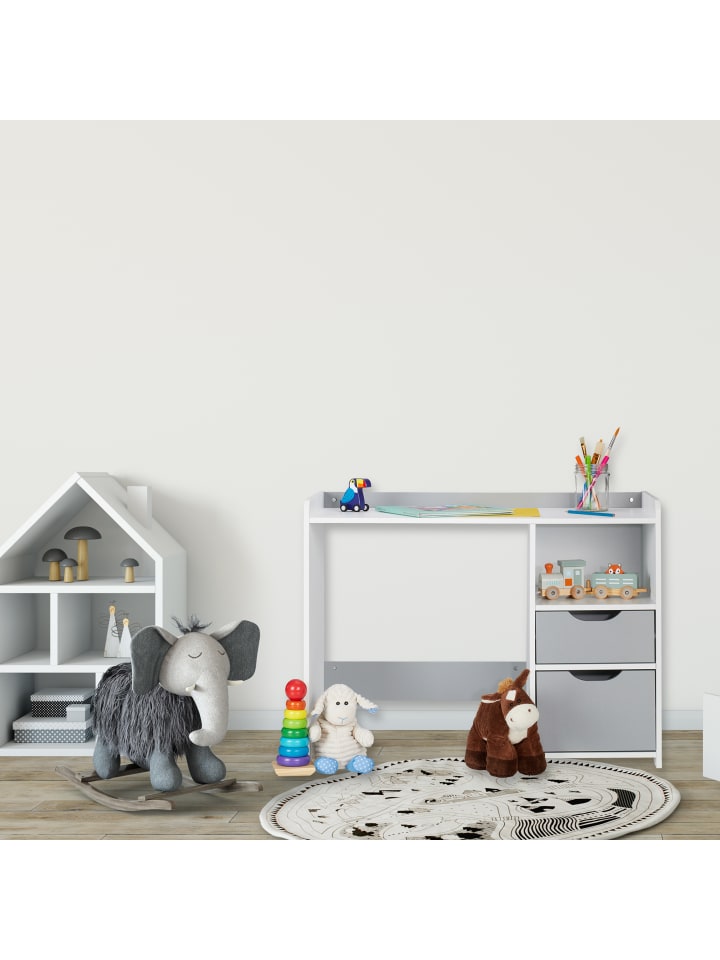 relaxdays Kinderschreibtisch in Weiß/ Grau - (B)80 x (H)60 x (T)38 cm günstig kaufen onesize