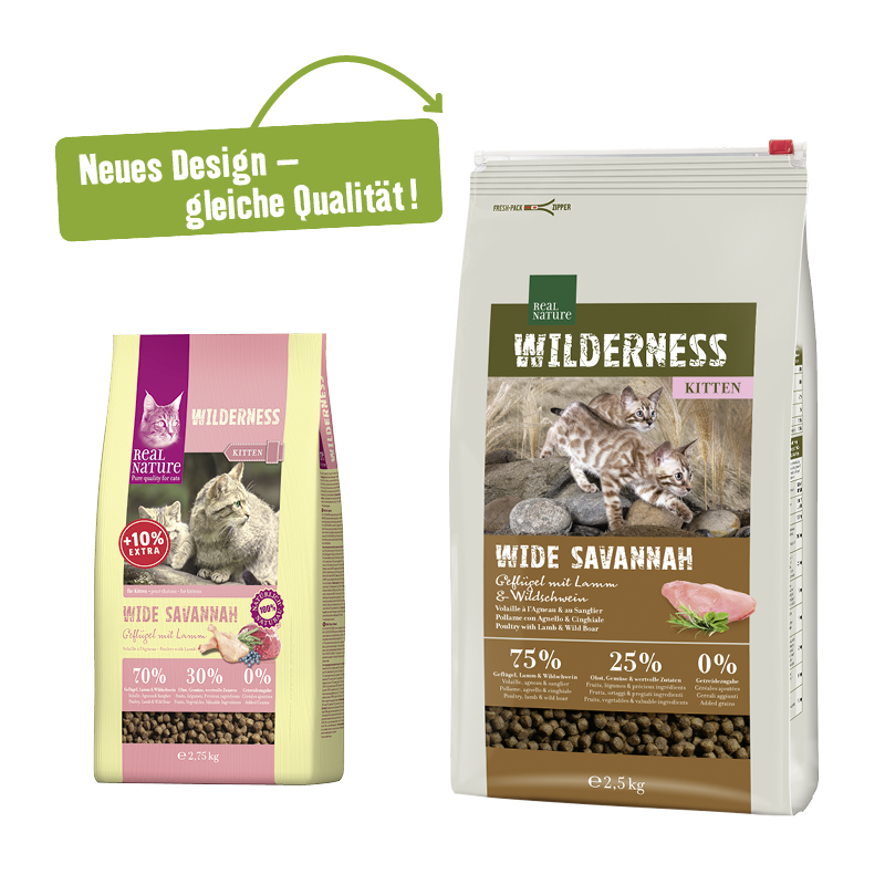 REAL NATURE Trockenfutter REAL NATURE WILDERNESS Wide Savannah Kitten Geflügel, Lamm & Wildschwein 2,5 kg