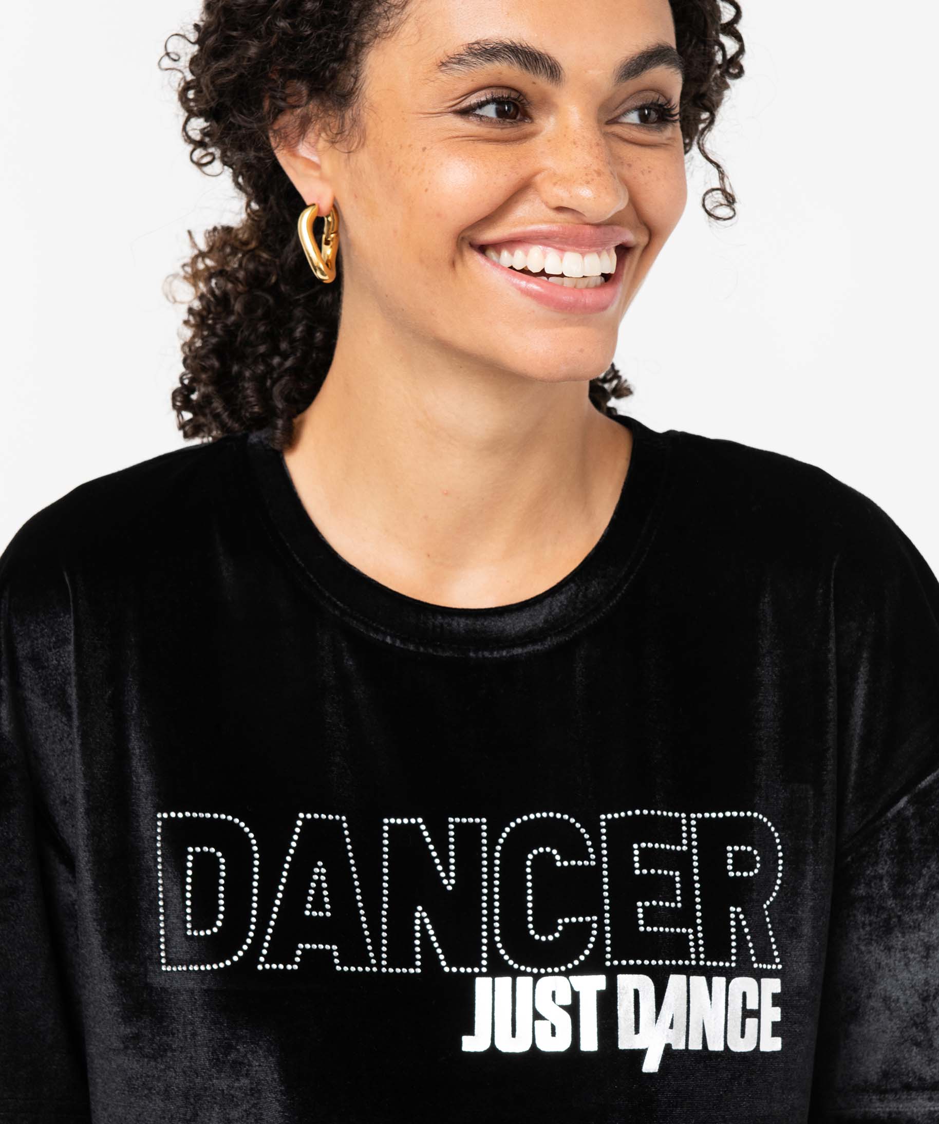 Tee-shirt femme en velours avec strass - Just Dance violet fonce | GEMO