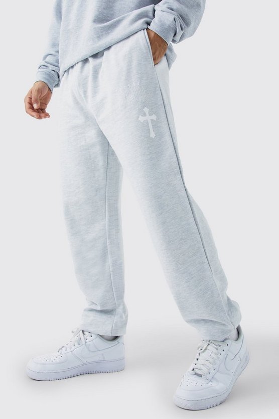 Lockere Jogginghose mit Kreuz-Print