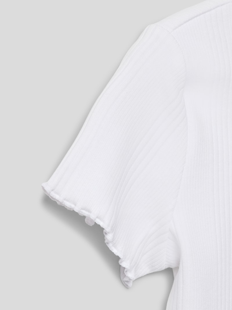 T-Shirt mit Muschelsaum in weiß
